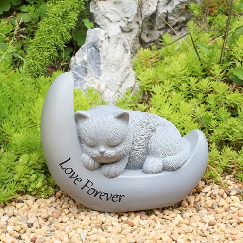 Katze Hund Haustier urnen,Haustier Einäscherung Box, Deko Haustier Gedenken Tier Garten Statue, Polyresin, Gedenkstein Katze/Hund (Katzen) von Herfair