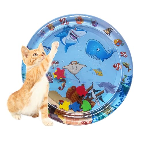 ∅65 Wassermatte für Katzen, Sensorische Wasser Spielmatte für Katzen, Verdickte 50 Seide rutschfeste Katzenspielzeugmatte für Haustiere, dauerhaftes interaktives Haustierbett Spielzeug. von Herjiore