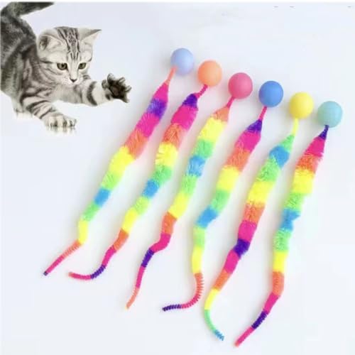 Herjiore 6 Stück Lustiges Katzenspielzeug, Wiggly Ball Katze, Hüpfball, Interactive Toy for Cats, Perfekt für Katzen Jeden Alters. (Farbe) von Herjiore