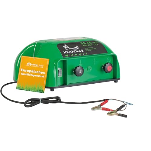 Herkules Farmland SA 40 Trio Weidezaungerät - Weidezaungerät für 9V-, 12V- und 230V Betrieb - Langlebiges und witterungsbeständiges Weidezaungerät mit Batterie - Weidezaungerät für Schafe von Herkules