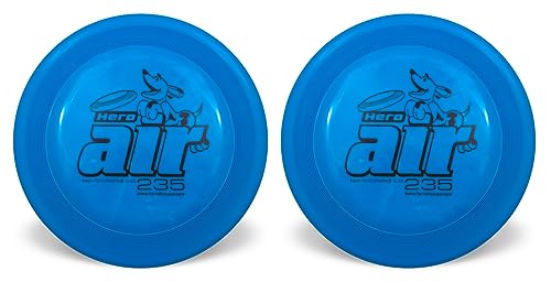 Hero Disc USA Hero Air 235 Dog Disc, Outdoor Hundespielzeug und Haustierscheibe, Leichte Hunde Flugscheibe 2 Stück (Blau) von Hero Disc USA