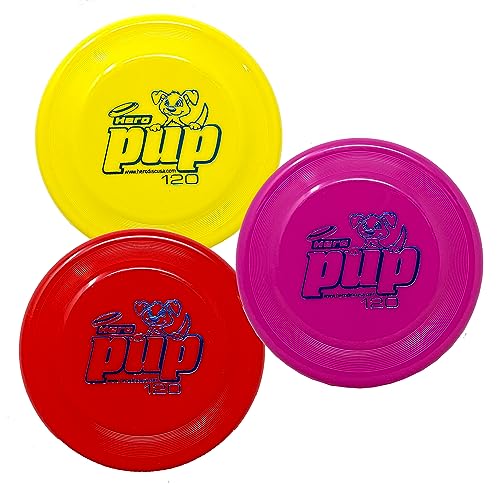 Hero Disc USA Hero Pup 120 Mini-Hunde-Scheibe, Outdoor-Hundespielzeug und Mini-Scheibe, kleine Hunde, 3 Stück (Farben können variieren) von Hero Disc USA