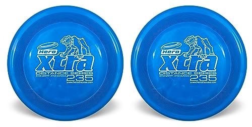 Hero Disc USA Hero Xtra 235 Distanz-Hundescheibe, Outdoor-Hundespielzeug und Haustierscheibe, Distanzhund fliegende Scheibe, 2 Stück (Blau) von Hero Disc USA