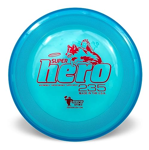 Hero Disc USA Superhero 235 K9 Candy Kunststoff Hund Frisbee, Outdoor Hundespielzeug und Haustier Frisbee, durchstoßfeste Hund Fliegenscheibe (Blau) von Hero Disc USA