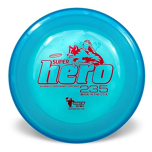 Hero Disc USA Superhero 235 K9 Candy Kunststoff-Hundescheibe, Outdoor-Hundespielzeug und Haustierscheibe, pannensichere Hundefliegenscheibe (blau) von Hero Disc USA
