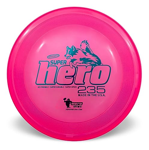 Hero Disc USA Superhero 235 K9 Candy Kunststoff Hund Frisbee, Outdoor Hundespielzeug und Haustier Frisbee, durchstoßfeste Hund Fliegenscheibe (Rosa) von Hero Disc USA