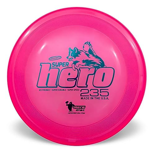 Hero Disc USA Superhero 235 K9 Candy Kunststoff-Hundescheibe, Outdoor-Hundespielzeug und Haustierscheibe, pannensichere Hundefliegenscheibe (Rosa) von Hero Disc USA