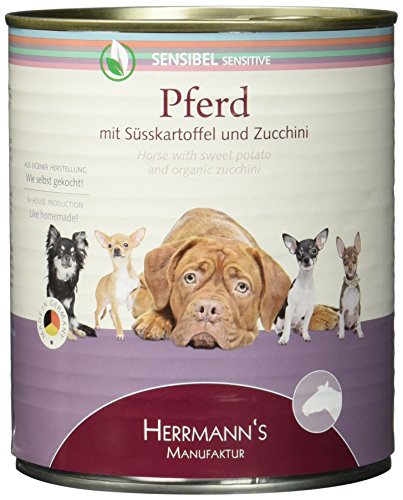 Herrmann Dose Sensibel Pferd Süsskartoffel, Zucchini und Borretschöl, 6er Pack (6 x 800 g) von Herrmann's