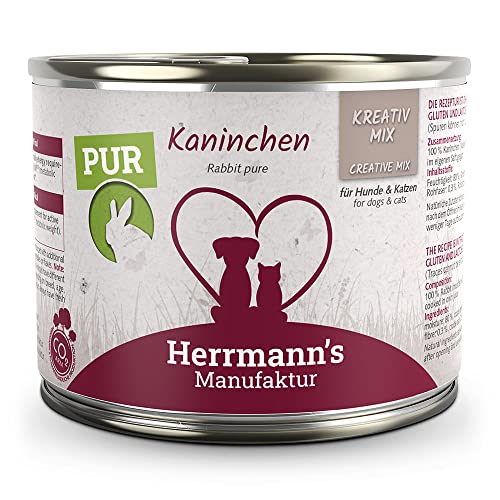 Herrmann's - Kreativ-Mix Kaninchen | Reinfleisch - 12 x 200g - Nassfutter - Für Hund & Katze von Herrmann's