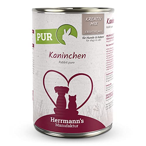 Herrmann's - Kreativ-Mix Kaninchen | Reinfleisch - 12 x 400g - Nassfutter - Für Hund & Katze von Herrmann's