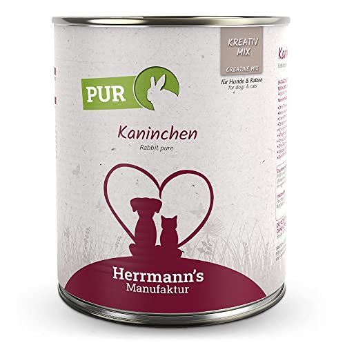 Herrmann's - Kreativ-Mix Kaninchen | Reinfleisch - 6 x 800g - Nassfutter - Für Hund & Katze von Herrmann's