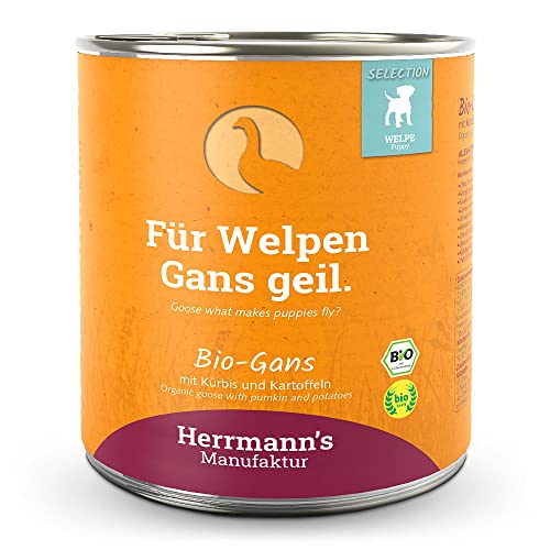 Herrmann's - Selection Puppy Bio Gans mit Kürbis und Kartoffel - 6 x 800g - Nassfutter - Hundefutter von Herrmann's