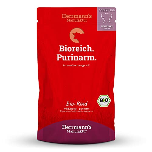 Herrmann's - Selection Sensibel Bio Rind mit Karotten - purinarm - 15 x 150g - Nassfutter - Hundefutter von Herrmann's