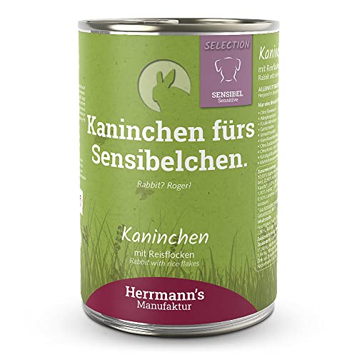 Herrmann's - Selection Sensibel Kaninchen mit Reisflocken - 12 x 400g - Nassfutter - Hundefutter von Herrmann's