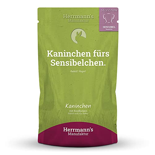 Herrmann's - Selection Sensibel Kaninchen mit Reisflocken - 15 x 150g - Nassfutter - Hundefutter von Herrmann's