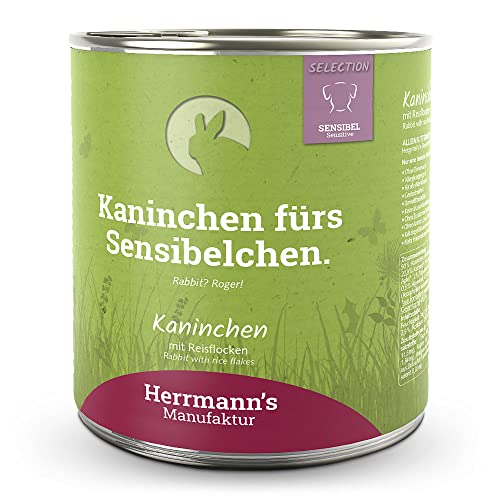 Herrmann's - Selection Sensibel Kaninchen mit Reisflocken - 6 x 800g - Nassfutter - Hundefutter von Herrmann's