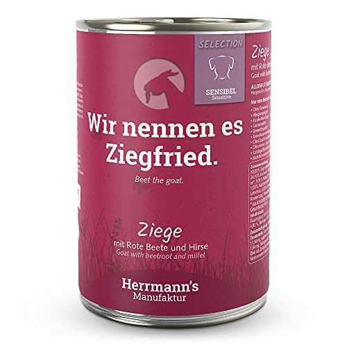 Herrmann's - Selection Sensibel Ziege mit rote Beete und Hirse - 12 x 400g - Nassfutter - Hundefutter von Herrmann's