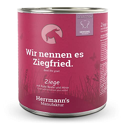Herrmann's - Selection Sensibel Ziege mit rote Beete und Hirse - 6 x 800g - Nassfutter - Hundefutter von Herrmann's