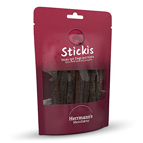 Herrmann's - Stickis Ziege mit Kürbis - 6 x 80g - Snacks - Hundefutter von Herrmann's