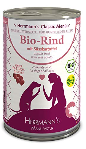 Herrmanns Bio Hundefutter Rind Menu 2 mit Süßkartoffel, Kürbis, Zucchini 400 g, 12er Pack (12 x 400 g) von Herrmann's