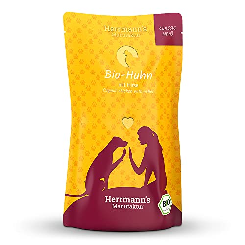 Herrmanns Huhn Menu 1 mit Hirse, Topinambur, Zucchin, 130g Bio Hundefutter, 12er Pack (12 x 0.13 kg) von Herrmanns