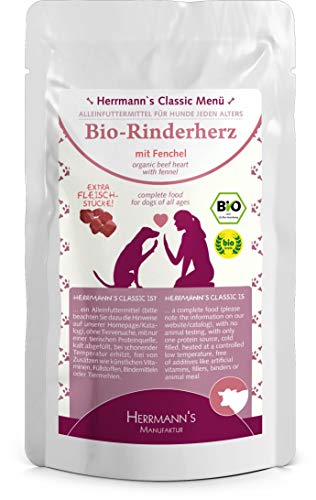 Herrmanns Rind Menu 2 mit Fenchel, Moehren, Leinoel 130g Bio Hundefutter, 12er Pack (12 x 0.13 kg) von Herrmanns