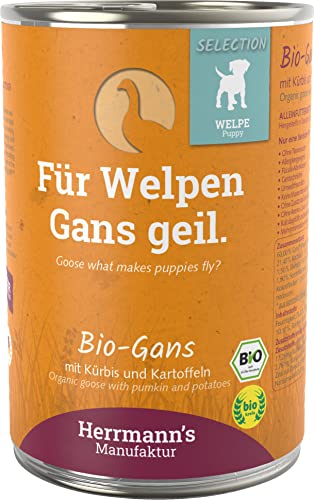 Herrmanns Welpe Gans mit Spinat und Kartoffeln, 12er Pack (12 x 400 g) von Herrmann's