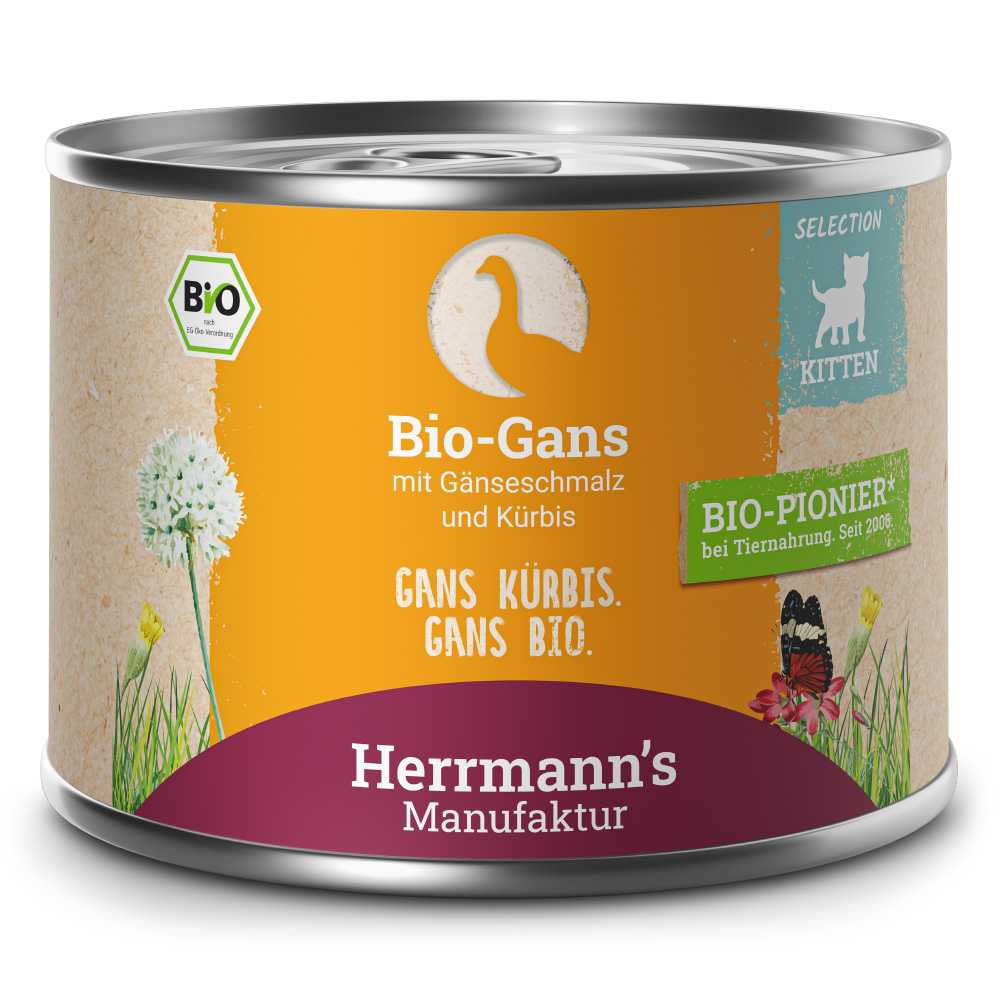 Herrmann's | Bio Gans mit Kürbis | Selection Kitten | 12 x 200 g von Herrmanns