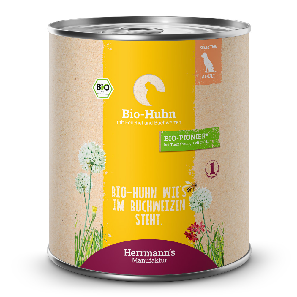 Herrmann's | Bio Huhn mit Fenchel & Buchweizen | Selection Adult | 30 x 800 g von Herrmanns