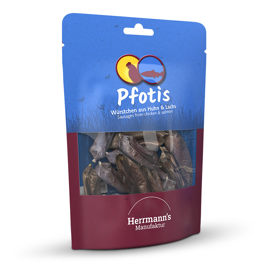 Herrmann's | Bio Huhn & Lachs Würstchen | Pfotis | 80 g Herrmann's | Bio Huhn & Lachs Würstchen | Pfotis | 80 g von Herrmanns