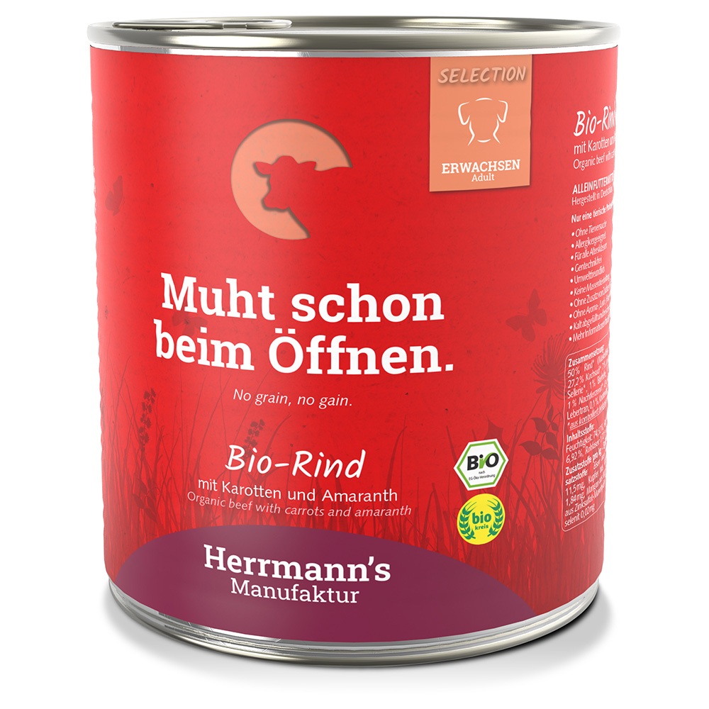 Herrmann´s Bio-Menü / Menü Sensitive 6 x 800 g - Bio-Rind mit Bio-Karotten und Bio-Amaranth Herrmann´s Bio-Menü / Menü Sensitive 6 x 800 g - Bio-Rind mit Bio-Karotten und Bio-Amaranth von Herrmanns