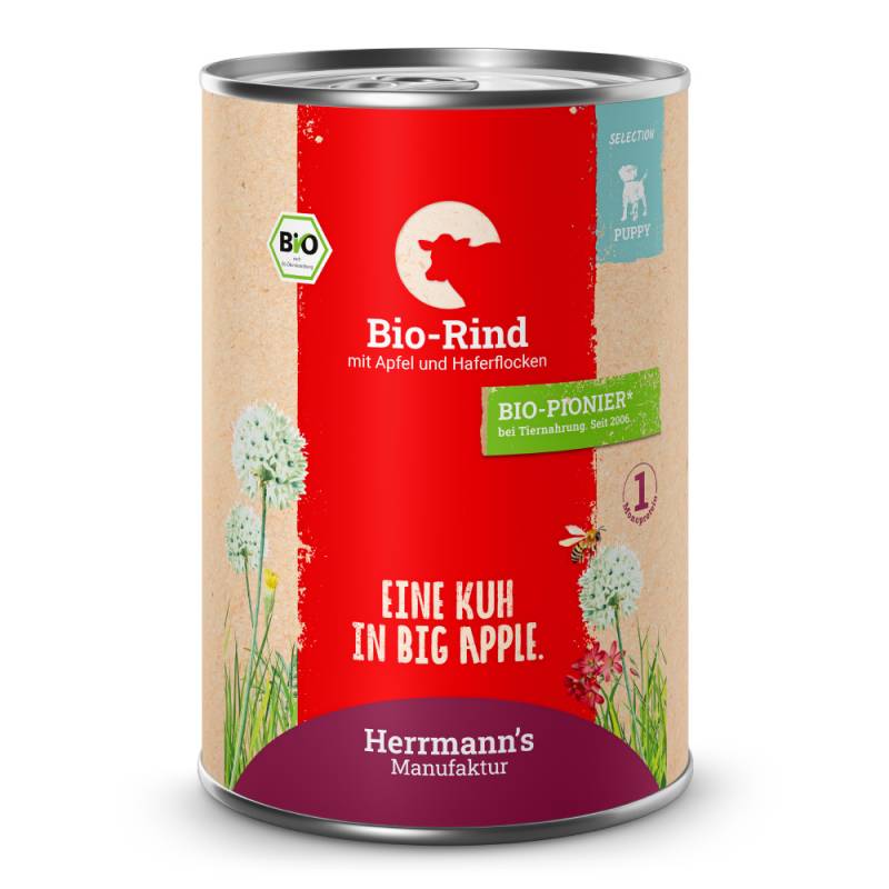 Herrmann's | Bio Rind mit Apfel & Haferflocken | Selection Puppy | 30 x 400 g von Herrmanns
