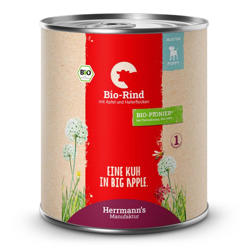 Herrmann's | Bio Rind mit Apfel & Haferflocken | Selection Puppy | 6 x 800 g von Herrmanns