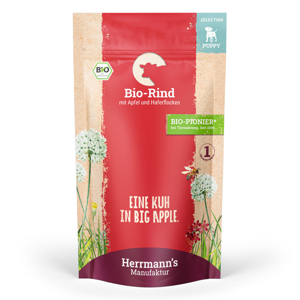 Herrmann's | Bio Rind mit Apfel & Haferflocken | Selection Puppy | 70 x 150 g von Herrmanns