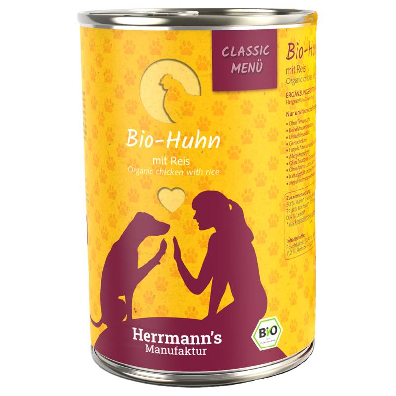 Herrmann's Classic Menü / Bio-Menü 6 x 400 g - Bio-Huhn mit Bio-Reis von Herrmanns