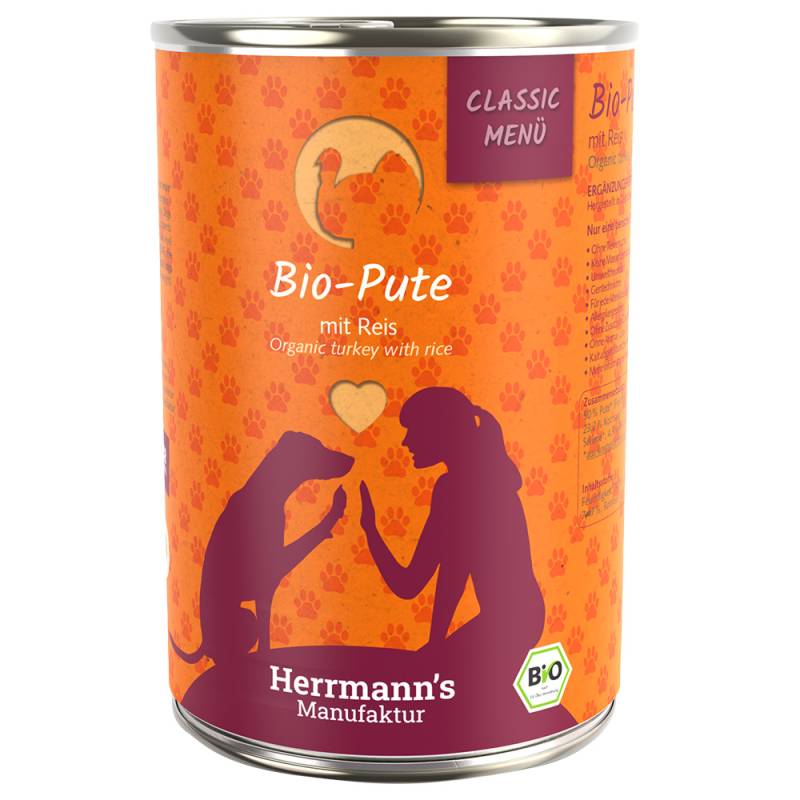 Herrmann's Classic Menü / Bio-Menü 6 x 400 g - Bio-Pute mit Bio-Reis von Herrmanns