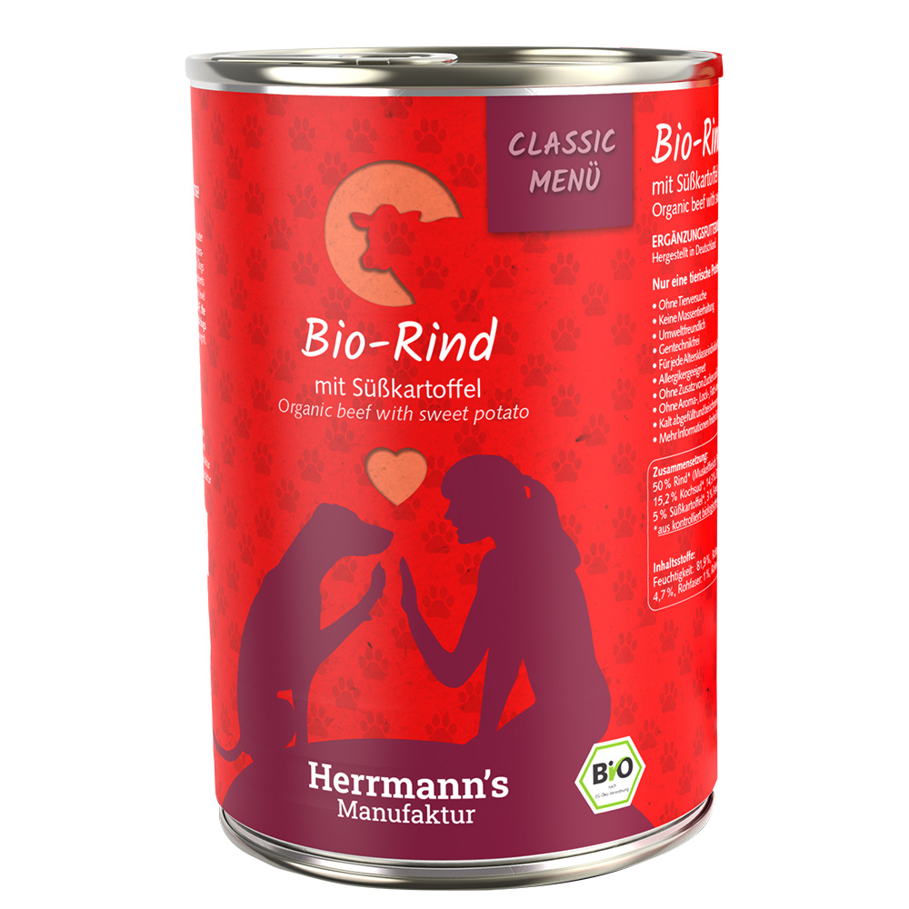 Herrmann's Classic Menü / Bio-Menü 6 x 400 g - Bio-Rind mit Bio-Süßkartoffeln Herrmann's Classic Menü / Bio-Menü 6 x 400 g - Bio-Rind mit Bio-Süßkartoffeln von Herrmanns