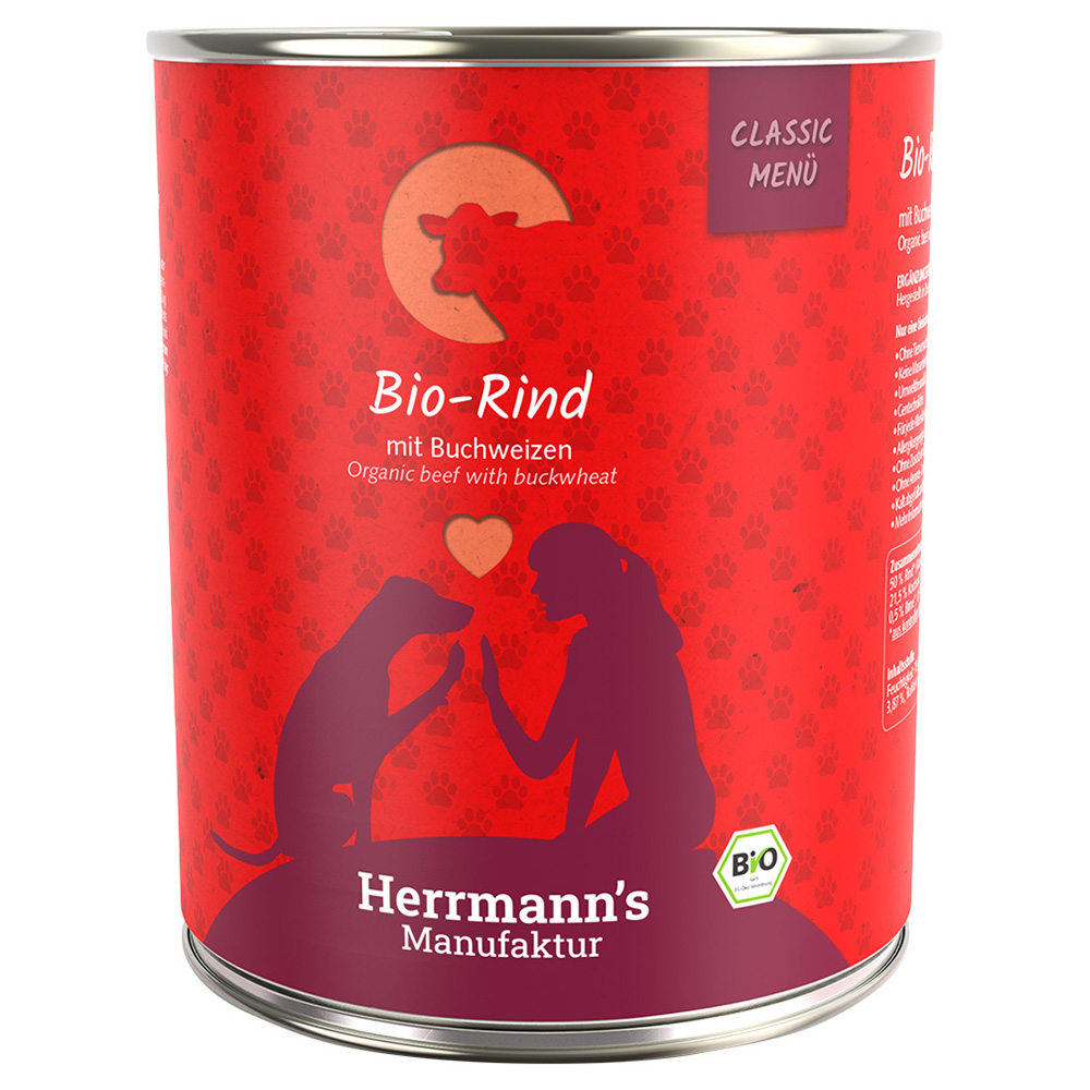 Herrmann's Classic Bio-Menü 6 x 800 g - Bio-Rind mit Bio-Buchweizen von Herrmanns