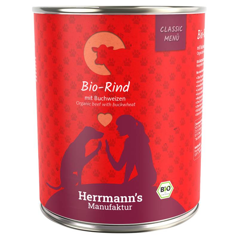 Herrmann's Classic Bio-Menü 6 x 800 g - Bio-Rind mit Bio-Buchweizen von Herrmanns