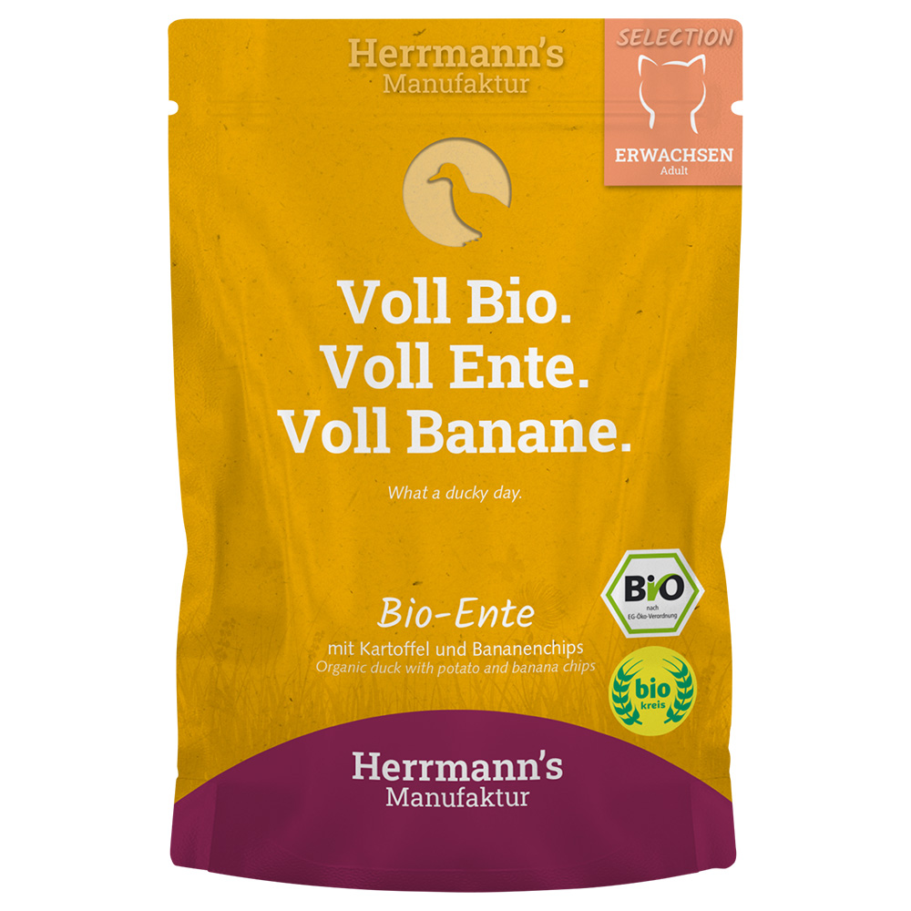 Herrmann's Selection 20 x 100 g - Bio-Ente mit Bio-Kartoffeln & Bio-Bananenchips von Herrmanns