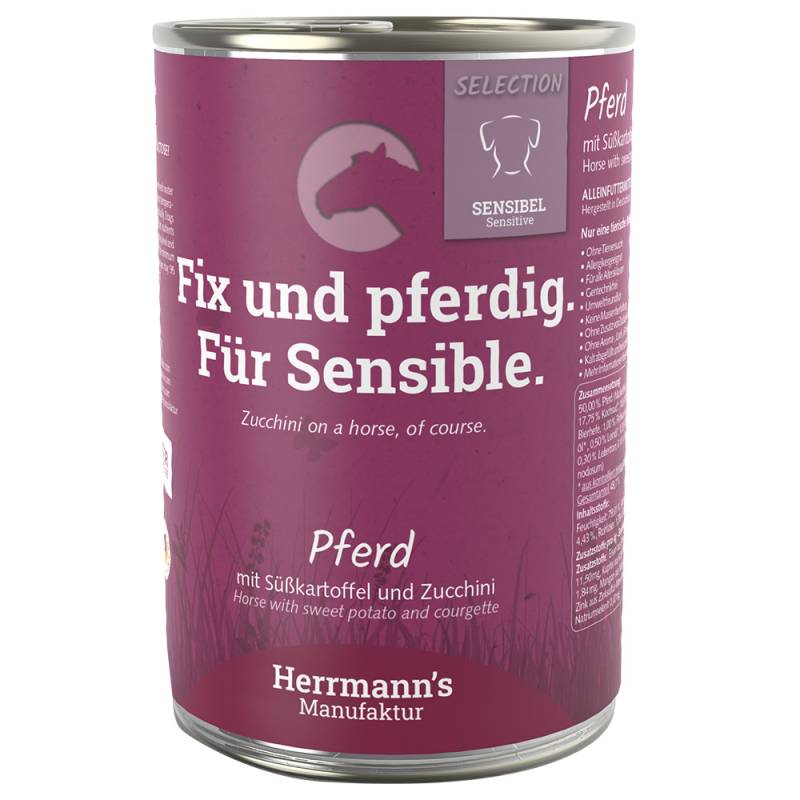 Herrmann´s Selection Sensible 6 x 400 g - Pferd mit Bio-Süßkartoffel & Bio-Zucchini Herrmann´s Selection Sensible 6 x 400 g - Pferd mit Bio-Süßkartoffel & Bio-Zucchini von Herrmanns