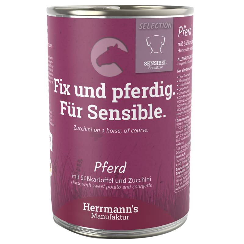 Herrmann's Selection Sensitive 12 x 400 g - Pferd mit Bio-Süßkartoffel & Bio-Zucchini von Herrmanns