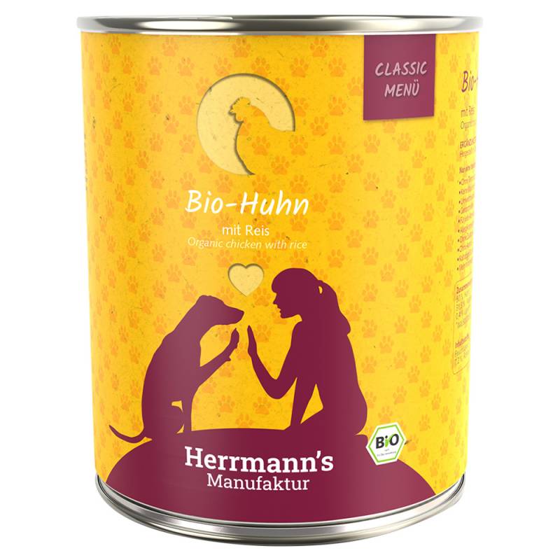 Sparpaket Herrmann's Classic Bio-Menü 12 x 800 g - Bio-Huhn mit Bio-Reis von Herrmanns