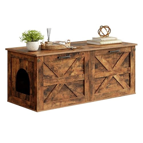 Herture Katzentoilette Gehege, Doppel-Katzentoilette Schrank Möbel, versteckte Katzentoilette Aufbewahrung, geschlossene Katzentoilette, Multi-Katzentoilette, 120 x 50 x 50 cm, Braun PG06MWN Herture Katzentoilette Gehege, Doppel-Katzentoilette Schrank Möbel, versteckte Katzentoilette Aufbewahrung, geschlossene Katzentoilette, Multi-Katzentoilette, 120 x 50 x 50 cm, Braun PG06MWN von Herture