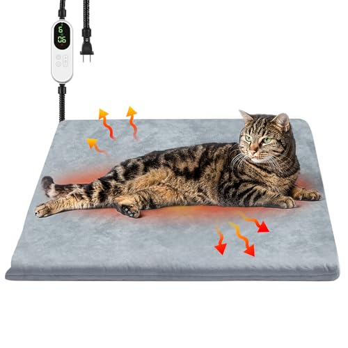 Haustier-Heizkissen, 9 einstellbare Temperatur, Katzen-Heizkissen mit Timer, 45 x 45 cm, wasserdicht, beheizt, wärmend, Hundedecke, Bettmatte für Katzen, Hunde, Kätzchen, Welpen, Kleintiere, Haustier-Heizkissen, 9 einstellbare Temperatur, Katzen-Heizkissen mit Timer, 45 x 45 cm, wasserdicht, beheizt, wärmend, Hundedecke, Bettmatte für Katzen, Hunde, Kätzchen, Welpen, Kleintiere, von Hervimo