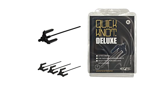 Quick Knot Deluxe® | Mähnenklammer für Dutt | Geeignet für Pferde und Ponys | Standard oder XL | Schwarz, Braun & Weiß (XL, Schwarz) von Quick Knot