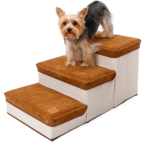 Faltbare Hundetreppe, Hesento 3 Ebenen Haustiertreppe und Treppe, Hundetreppe für Hochbett mit Stauraum und verstellbaren Stufen, Hunderampe für Bett Couch für kleine mittelgroße Hunde und Katzen Faltbare Hundetreppe, Hesento 3 Ebenen Haustiertreppe und Treppe, Hundetreppe für Hochbett mit Stauraum und verstellbaren Stufen, Hunderampe für Bett Couch für kleine mittelgroße Hunde und Katzen von Hesento