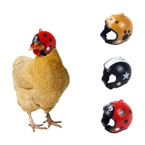 Hesheng 4 Stück niedlicher Miniatur-Huhn-Helm, Haustier-Sicherheitshelm, lustige Papageienhelme, Vogelhut, Kopfbedeckung, kleines Haustier, harter Helm, Geflügel-Kostüme, Zubehör für Enten (3 Stück - von Hesheng
