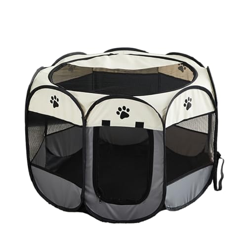Achteckige Hundebox - Faltbare Hundebox aus Oxford-Stoff mit abnehmbarem Reißverschluss | Tragbarer achteckiger Käfig für Camping, Spazierengehen, niedlicher Katzenzaun für Kaninchen, Küken Heshi von Heshi