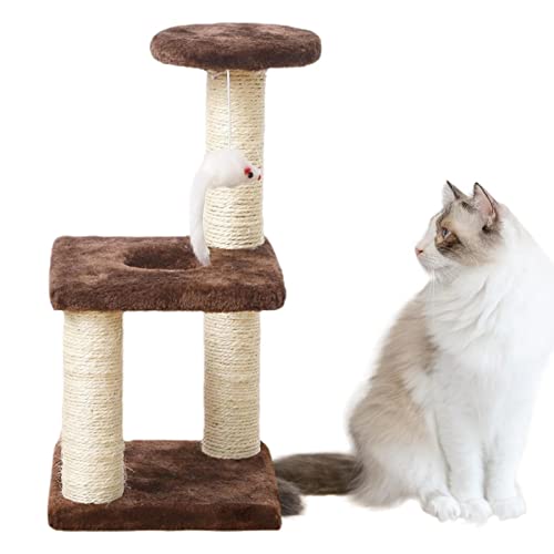 Kratzbaum für Wohnungskatzen | Großer Katzenturm - Katzenkletterer, mehrschichtiges Design, liegende und ruhende Katze, quadratische Plattenbasis für Katzen und kleine Katzen Heshi von Heshi